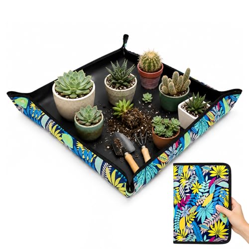 LIHAO Repotting Mat, 29.5x29.5 Waterproof Potting Tray for Indoor Plants | Gardening Gifts for Women, Foldable Transplanting Tarp, Mess Control Design, Plant Potting Mat