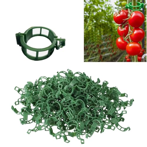 Tomato Clips, Plastic Trellis Clips Plant Support Clips, 100PCS Plant Clips for Climbing Plants Clear Reusable Garden Clips Vine Vegetables Plant Fixing Clips (100, Green) - color: Green