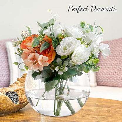 Thenshop 6 Pcs Clear Fish Bowl Bulk Glass Bubble Vase Mini Round Vase Bubble Planter Terrarium Fish Bowl for Centerpiece Flowers Betta Fishs Wedding Event Home Decor Flowers (4.5 x 3.7 x 5.9 Inch)