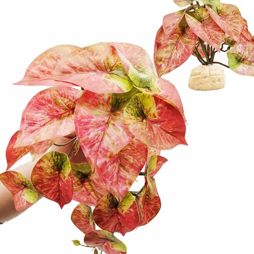 Fake Plant for Reptiles Terrarium, Habitat Decor,Tank Accessories - color: Arrowhead