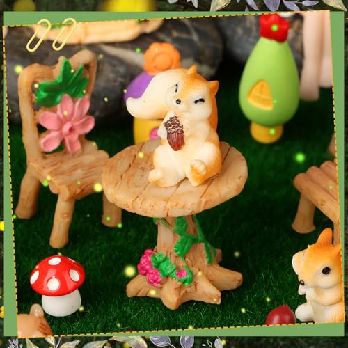 52pcs Fairy Garden Accessories Fairy Garden Kit Mini Fairy Figurines Tiny Garden Decor Supplies Micro Landscape Mushroom House Fairy Animals Decor Outdoor Figures Ornaments