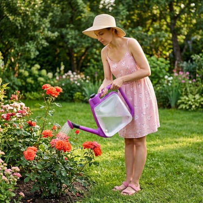 1.5 Gallon Purple Clear Plastic Foldable Garden Watering Can - color: Purple, size: 6L-PURPLE