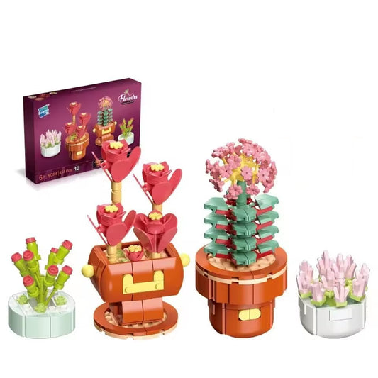 Wizardi Succulent & Flower Botanical Set F07N11-5-10 – Plants Brick Building Toys Garden Desk Accessories, Eco-Friendly ABS Plastic 434 Pcs, 4x4x6 Cute Decor for Adults & Teens - color: Plants Brick Building Set 10