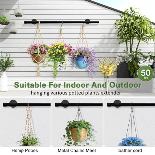 SUTINE Plant Hanging Rod, 31 Inch Plant Hanger Indoor for Window Ceiling, Heavy Duty Hanging Planters for Indoor Plants, Black Wall Plants Holder, Window Plants Shelves Pot/Chain/Plant Not Included - size: Length 31 in.