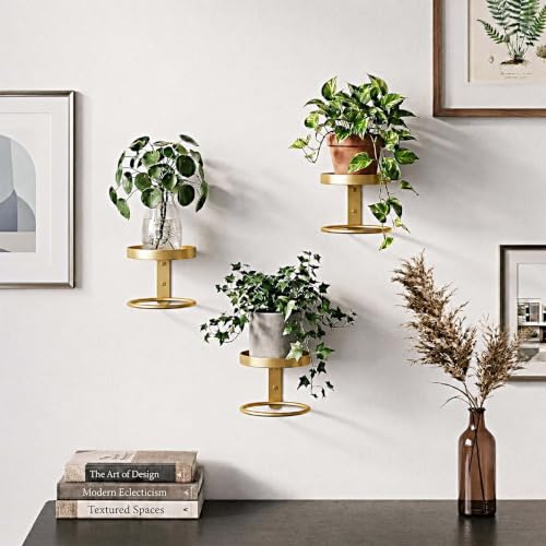 Metal Wall Plant Holder,Gold,3 Pack | Indoor & Outdoor, Space-Saving,Mid Century Decor, for Home, Courtyard,Garden,Office - color: 3 Pack Golden