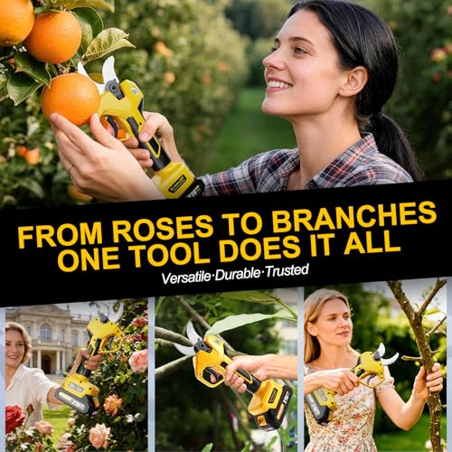 21V Brushless Cordless Electric Pruning Shears Max 2" Cutting | with 2 x 2.0Ah Batteries & Charger & Storage Case, 2 Cutting Modes, LCD Display, for Orchard Garden Tree Bush Branch Trimming