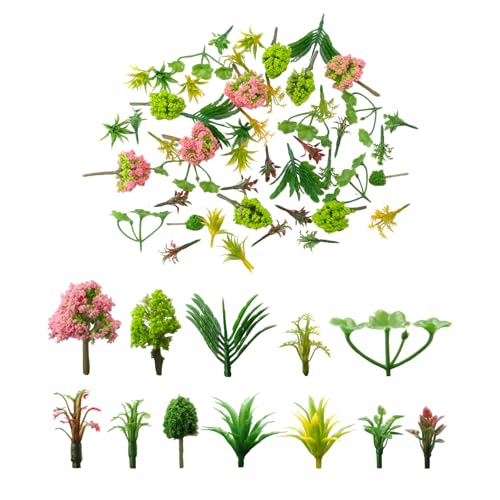 105 Pcs Miniature Plant Set,Mini Trees Flowers Shrubs Diorama Garden Supplies for Crafts,Mini Fake Plastic Trees for Diorama Train Garden Scenery Railway Sand Architecture Model Supplies(Style 10) - color: Style 10