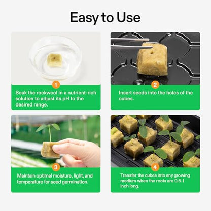 VIVOSUN 1" Rockwool Cubes, 200 Plugs Stonewool Starter Grow Cubes for Cuttings, Cloning, Plant Propagation, Seed Starting, Hydroponic Grow Media for Vigorous Plant Growth (Pack of 2) - size: 1"-200 Plugs (Pack of 2)