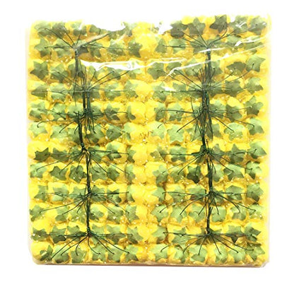 Mini Fake Rose Flower Heads 144pcs Mini Artificial Foam Roses DIY Wedding Flowers Accessories Make Bridal Hair Clips Headbands Dress (Bottom add Gauze) Yellow - color: Yellow