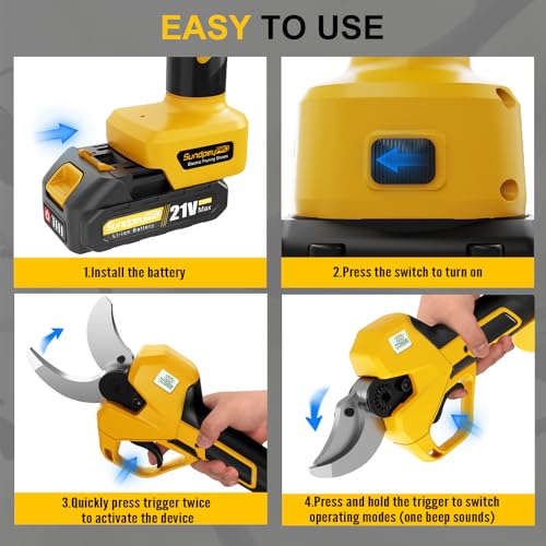 21V Brushless Cordless Electric Pruning Shears Max 2" Cutting | with 2 x 2.0Ah Batteries & Charger & Storage Case, 2 Cutting Modes, LCD Display, for Orchard Garden Tree Bush Branch Trimming