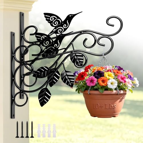 10 Inch Metal Plant Hangers, Wall Mount Brackets for Indoor & Outdoor, Rust-Resistant Hooks for Planters, Flower Baskets, Bird Feeders, Lanterns & Wind Chimes, Ideal for Patio, Garden & Home, 2 Pack