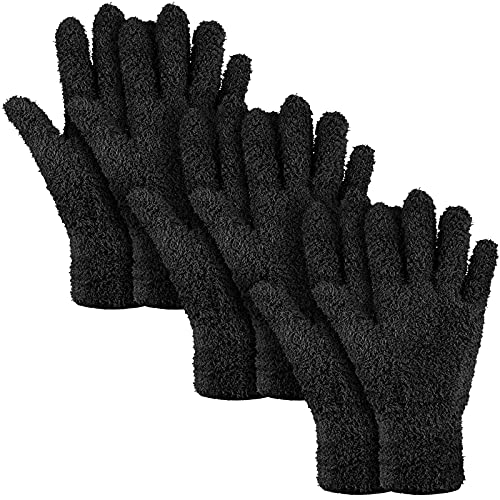 Patelai 3 Pairs Microfiber Dusting Gloves for Plants Leaf, Medium - color: Black, size: Medium