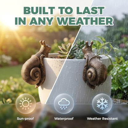 Snail Plant Pot Hanger, Mini Resin Climbing Snail Figurine Flower Pot Hugger, Funny Animal Statue Ornament for Indoor Outdoor Garden Yard Patio, Gift for Plant Lovers - style: Snail