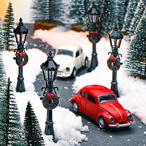 Honoson 4 Pcs Christmas Village Mini Street Lamp Dollhouse,Classic - style: Classic Style