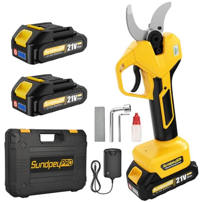 21V Brushless Cordless Electric Pruning Shears Max 2" Cutting | with 2 x 2.0Ah Batteries & Charger & Storage Case, 2 Cutting Modes, LCD Display, for Orchard Garden Tree Bush Branch Trimming