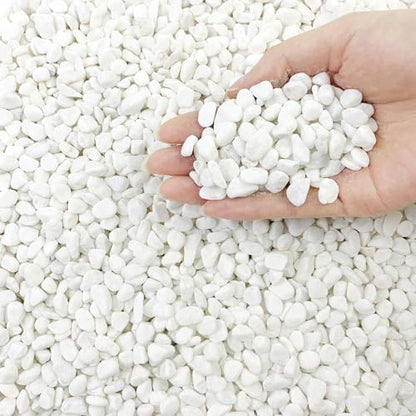 FANTIAN 2 lbs White Rocks for Plants, 3/8 Inch Aquarium Gravel, Pea Gravel - color: White Gravel