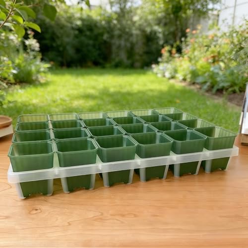 10Pcs Square Succulents Planter Pots with Tray Set, Garden Plastic Cactus Plant Pot for Indoor and Outdoor Plants Growth, 6.5 * 4.7 * 4.7cm (Green) - color: Green