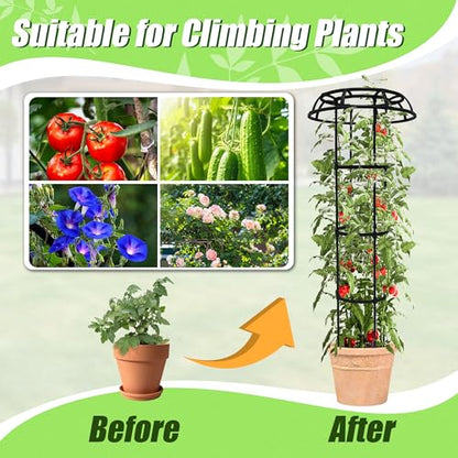 Quibbay Garden Trellis for Climbing Plants Outdoor,41.3 Inch Mushroom Top Trellis for Climbing Plants, Rustproof Metal Plant Flower Trellises for Vine Rose Flower Tomato Support Outdoor Indoor,1 Pack - style: 3 Floors-10*41IN