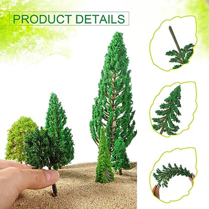 Skylety 70 Pieces Model Trees 6.3-1.2 Inch Mixed Miniature Toy Trees Diorama Supplies Fake Plants for Train Scenery Architecture DIY Crafts, Building Model Scenery Landscape Natural Green(Vintage)