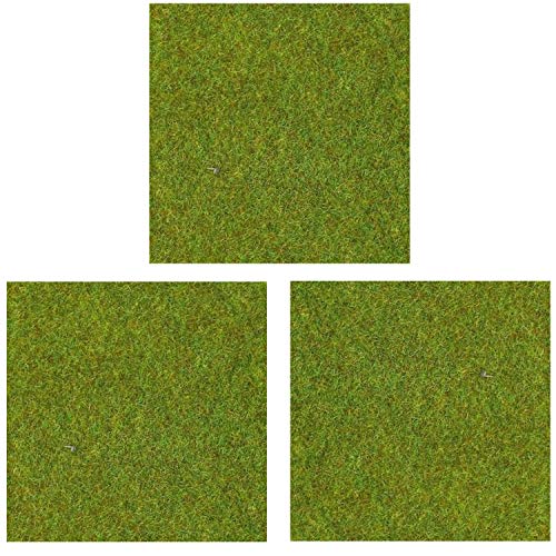 Model Grass Mat, (3pcs, 20"x20"), Model Railway Scenery for Model Scenery - color: Light Green