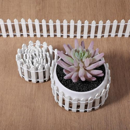2pcs Mini Picket Fence, 34in Long Wooden Decorative Picket, Micro Landscape Little Ornaments for DIY Plant Pot House Home Dollhouse Outdoor Diorama Project(White)
