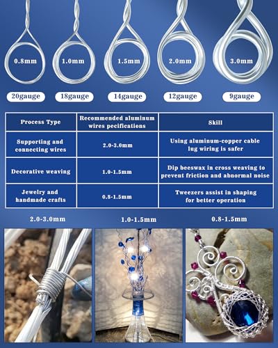 FIVEIZERO 18&9 Gauge Wire Aluminum Craft Wire,Sliver Jewelry Wire | Bendable Metal Wire;1mm/3mm Wire for Jewelry Making,Wire Wrapping,Floral Sculptures,Clay & Christmas Ornaments Crafting - size: 18+9 Gauge