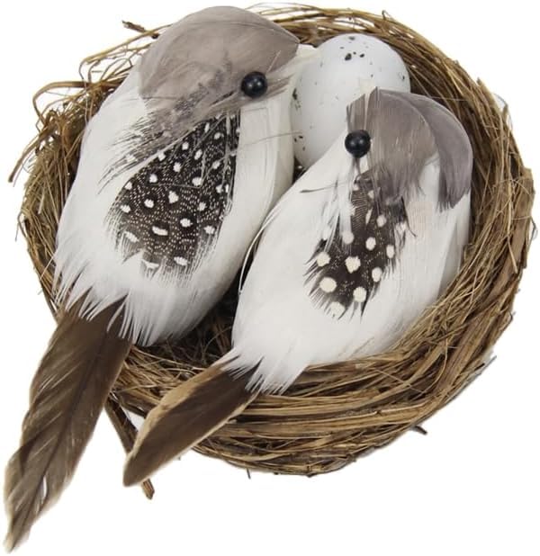 Jowxsx Artificial Birds and Bird Nest and Bird Egg Set Miniature Lifelike Ornament for Home Garden Party Lawn Decoration Photography Prop for DIY Fairy Garden Micro Landscaping Decor