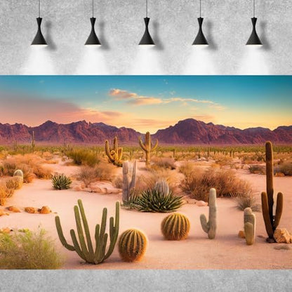Desert Reptile Habitat Background Arid Landscape of Hot Sahara Desert Terrarium Background Desert Cacti and Sand with Dunes Aquarium Background Natural Hot Desert Fish Tank Background Vinyl 30x12in - color: Cacti Green, size: 30(W)x12(H)in