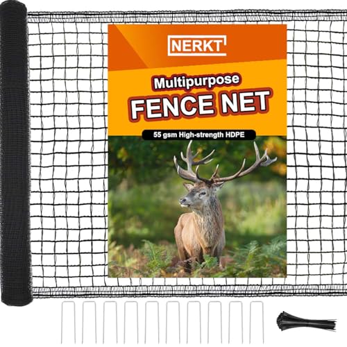 Plastic Mesh Fence 55gsm Thicker Temporary Deer Fencing, 4x75ft | Heavy Duty Black Plastic Fencing, Garden Netting Against Bird Deer Dog Chicken Critter Barrier, Safety Fence, Reinforced Edge - size: 4 x 75 Feet