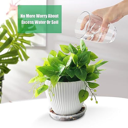 RooTrimmer 10 Pack Plant Saucer 7 Inch Clear Plant Trays for Pots Thickened Transparent Plant Saucer Tray Indoor and Outdoor Pot Saucer - size: 7 inch