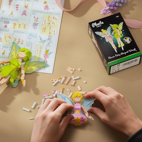 Flower Fairy Building Kit,2Pack Figure Bouquet Building Kit, for Home Decor, Christmas, and Birthday Gifts for Girls Age 8-12(Pink and Green