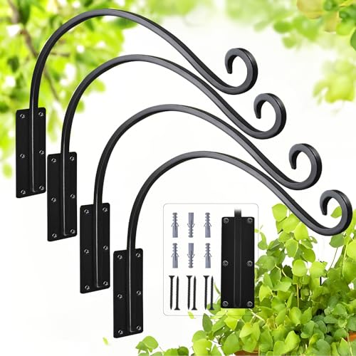 Heavy Duty 16 Inch Plant Hangers Bracket Outdoor 4 Pack Bird Feeder Hanger - size: 16in-4Pack