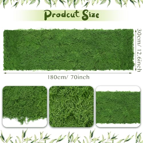 Fake Moss Table Runner Halloween Enchanted Artificial Forest Table Decor | 70" x 12.6" Wonderland Tea Party Decoration Party Fairy Decor for Garden Halloween Holiday Wedding Dinner Birthday