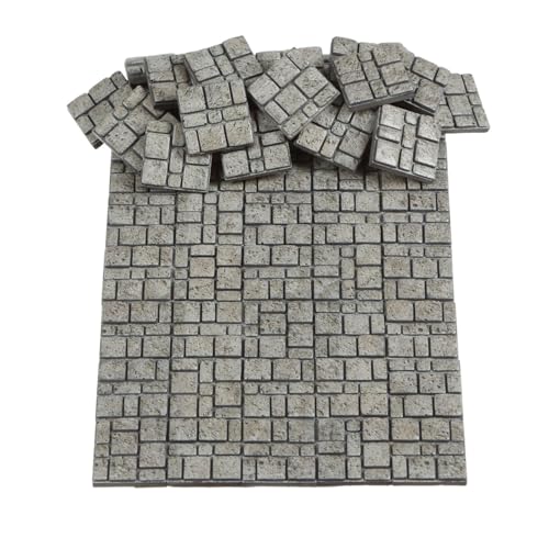 Dollhouse Miniature Paving Stones, Tiles for Modeling | Set of 50 pcs for Fairy Gardens and Tabletop Terrain, REDUCIO! - color: Weathered Stone