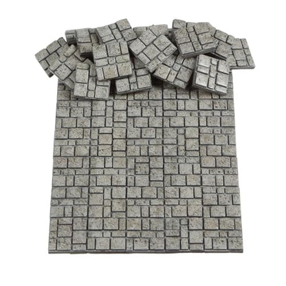 Dollhouse Miniature Paving Stones, Tiles for Modeling | Set of 50 pcs for Fairy Gardens and Tabletop Terrain, REDUCIO! - color: Weathered Stone