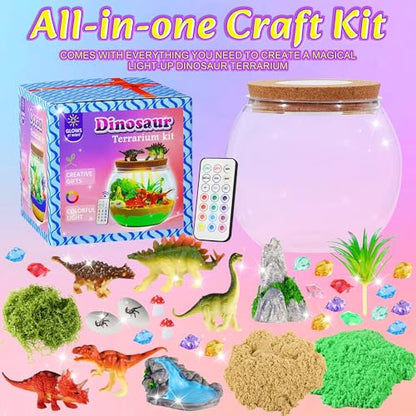 Hannstar Dinosaur Terrarium Kit for Kids-Dinosaur Activities Toys for Boys-Birthday Gifts for Kids Age 4-12 Years Old - color: Dinosaur