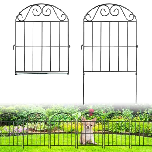 ADAVIN 24 Panels Collapsible Garden Fence, 24in Animal Barrier, 24Ft - color: Black