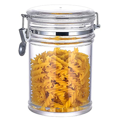 50 oz Reinforced Medium Acrylic Canister with Locking Clamp, Airtight Flip Jar | Food Storage Container for Flour, Sugar, Coffee, Candy, Cookie etc - size: Clamp 1475 ml