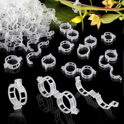 200Pcs Secured Plant Support Clips - Tomato Clips for String Trellis, Grape Vine Grid Clamp for Garden Netting Climbing Plants, Fixing Stem and Vine (White) - color: 200pcs White