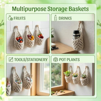 6 Pack Macrame Plant Hangers, Small Hanging Planters for up to 5 Inch Pot - color: Beige