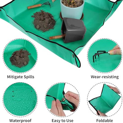 Azureblue Plant Repotting Mat for Indoor Plants Potting Soil Mix, Waterproof Plant Repotting Tray, Potting Mat Gardening Tray for Indoor Potting Succulents Cactus Orchid Pots, Garden Gift(26.8"x26.8") - size: Small 26.8 x 26.8"