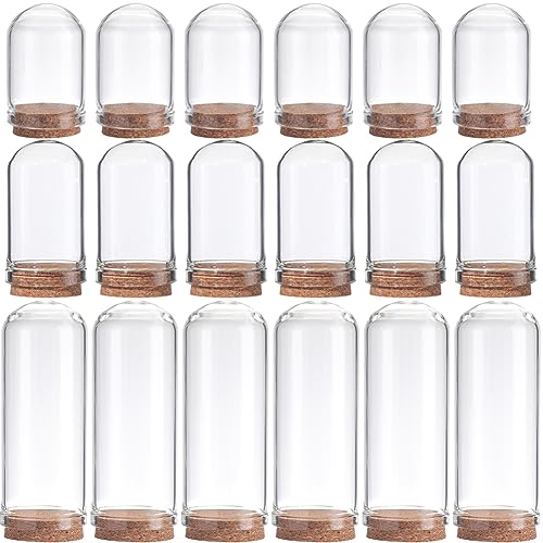 SUNNYCLUE 12Pcs Cloche Bell Jar Display Case Glass Display Dome with Wood Base 1.44/1.75/2.82 inch Small Glass Bottles Decorative Jars for Flower Storage Shells Party Favor Home Decor - size: 12pcs 33/43/70mm Cloche Bell Jar