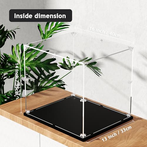 Clear Acrylic Display Case, Easy Assembly Showcase Boxes(16x13x14inch) | dofopo Dust Protection Case for Action Figures and Dolls, Alternative Glass Box for Collectibles Commemorative Gifts - size: 16x13x14inch,40x33x35cm