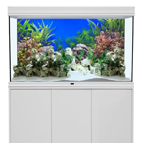 AWERT 48x18 in Aquatic Plant Fish Tank Background Stone Aquarium Backdrop | AWERT River Bed & Lake Vinyl Terrarium Background - size: 48x18in/120x45cm