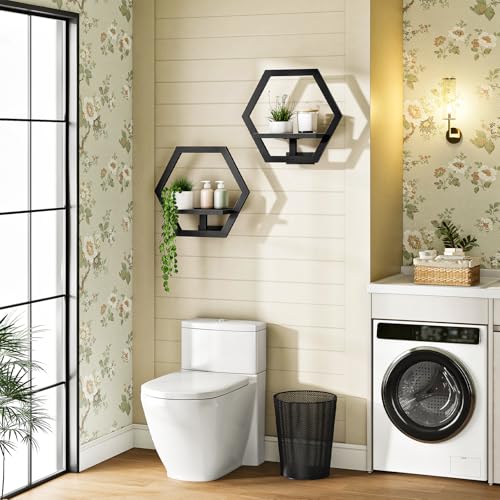 CHOEZON Floating Shelves Set of 2, Wall Planters for Indoor Plants - color: Black