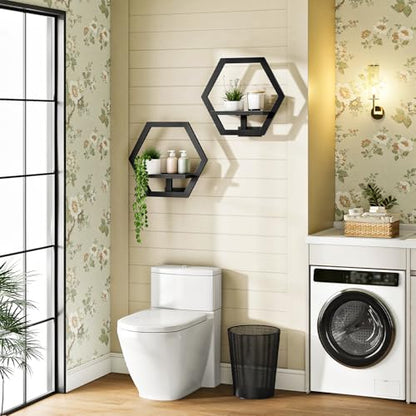 CHOEZON Floating Shelves Set of 2, Wall Planters for Indoor Plants - color: Black
