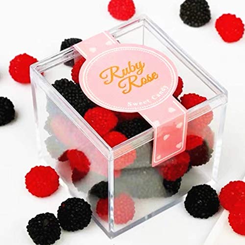 KissYou Acrylic Box for Candy Clear Display Boxes wit Lid Small Plastic Square Cube Jewelry Storage Box Birthday Wedding Graduation Party Decoration Decorative Boxes - size: 2.17 x 2.17 x 2.17 Inch, style: 24 Pack