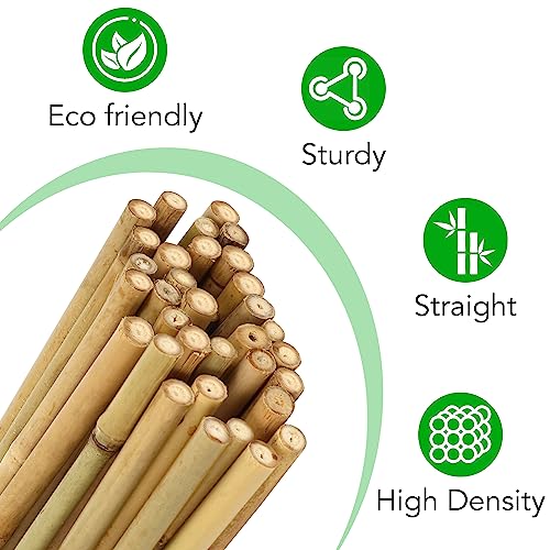 SWANGSA 40 Pack Bamboo Stakes for Plant 5 Feet(57.5inch), Bamboo Sticks Plant Support Garden Stakes Poles with 200pcs Twist Ties for Tomatoes, Beans, Potted Plants, Indoor and Outdoor Climbing Plants - size: 5 Feet