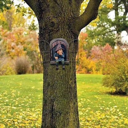 7.1-inch Elf Out The Door Tree Hugger,Fairy Garden Gnome Statue, Hanging Resin Gnome Figurine,Whimsical Tree Sculpture,Garden Peeker Statue,Ideal Patio Yard Lawn Porch Decoration - style: Women