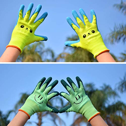 Kids Gardening Gloves for Ages 2-12 Toddlers, Youth, Girls, Boys, Children Garden Gloves for Yard Work (Size 4 for 7, 8 Year Old) - size: Size 4 (Pack of 2)